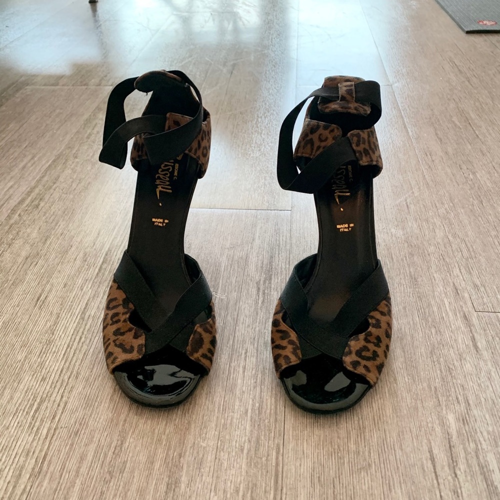 Cheetah print peep toe heels